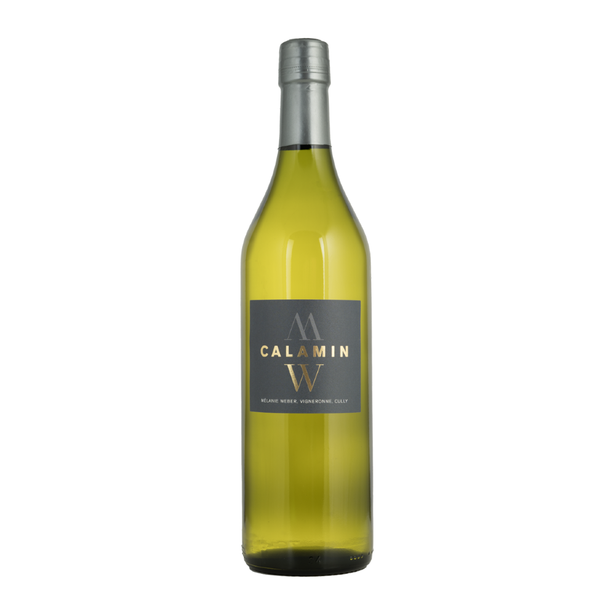 Bouteille de vin (Calamin) à étiquette gris foncé 