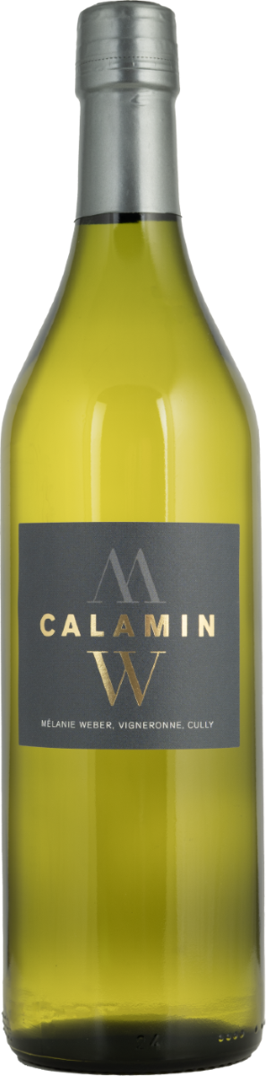 Bouteille de vin (Calamin) à étiquette gris foncé 