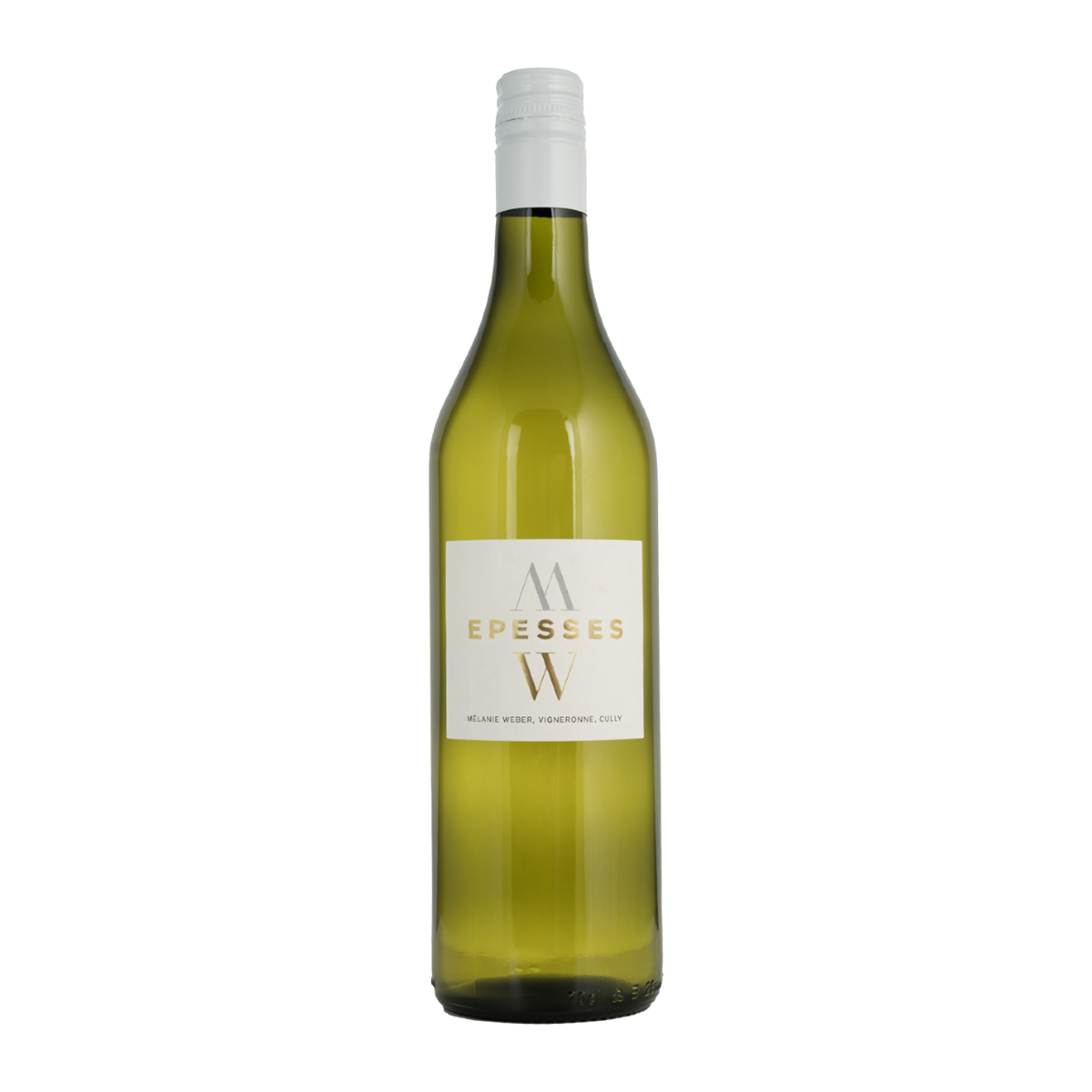 Bouteille de vin (Epesses) à étiquette blanche 