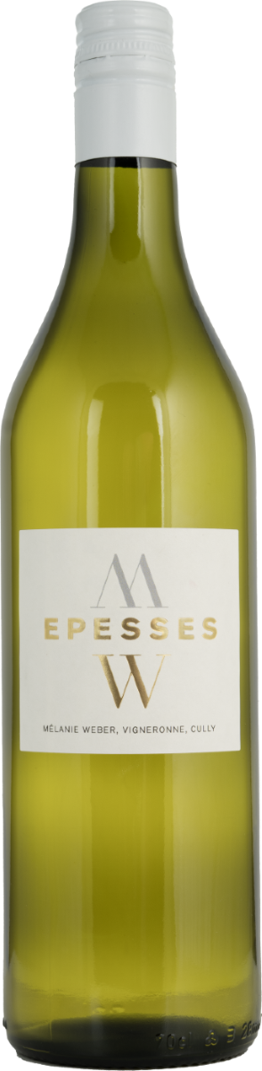 Bouteille de vin (Epesses) à étiquette blanche 
