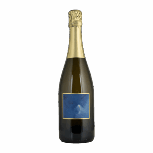 Bouteille de vin (Epesses) à étiquette bleue bordée de doré nommée "L'écume du Léman", Chardonnay mousseux (AOC Lavaux) - Mélanie Weber, vigneronne indépendante à Cully