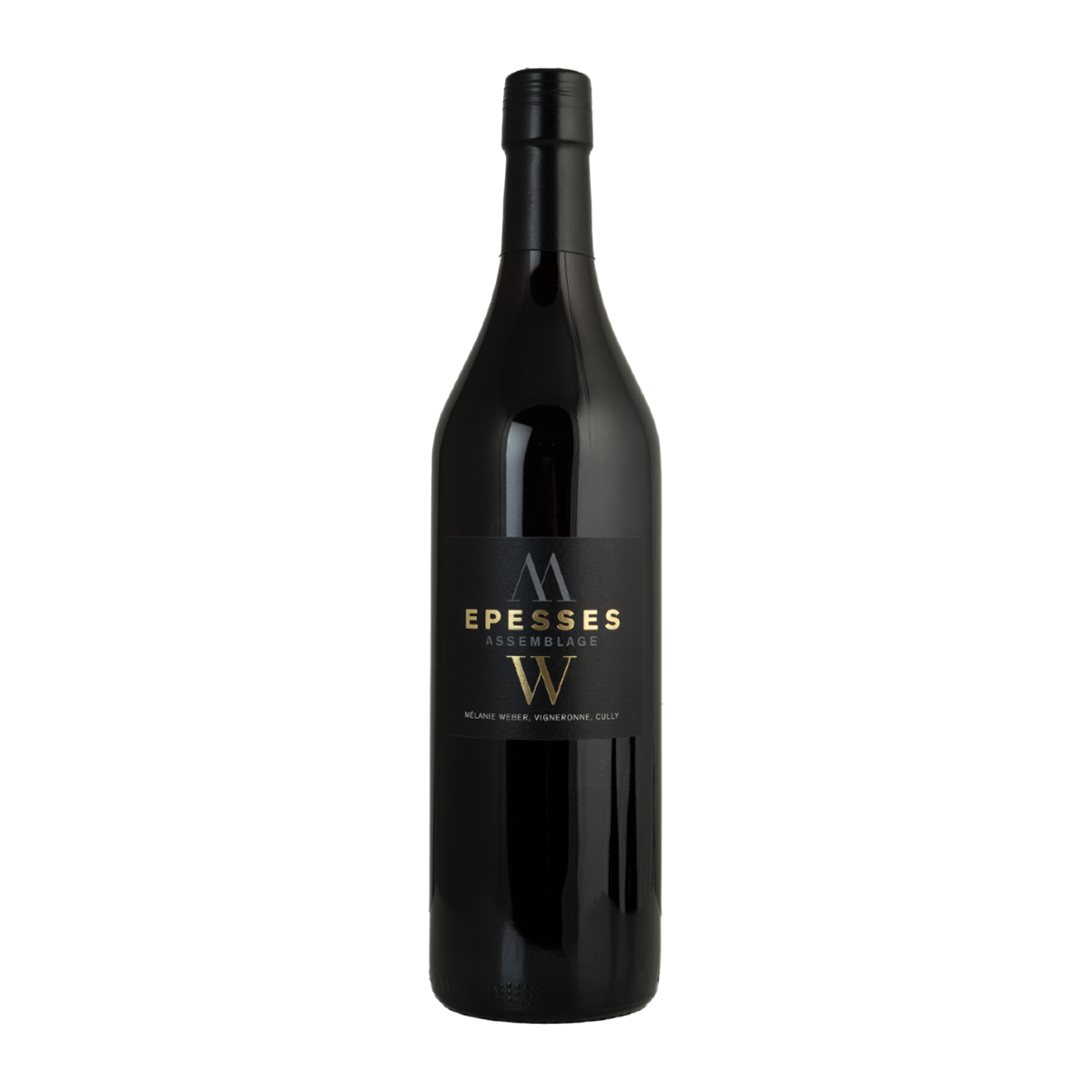Bouteille de vin (Epesses) à étiquette noire 
