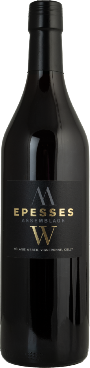 Bouteille de vin (Epesses) à étiquette noire 
