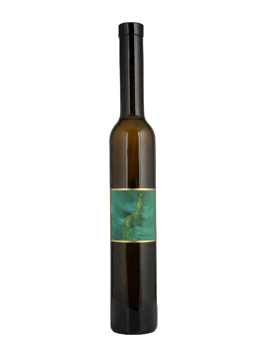 Bouteille de vin (Chardonnay doux) à étiquette verte bordée de doré nommée Légende d'automne, Epesses (AOC Lavaux) - Mélanie Weber, vigneronne indépendante à Cully