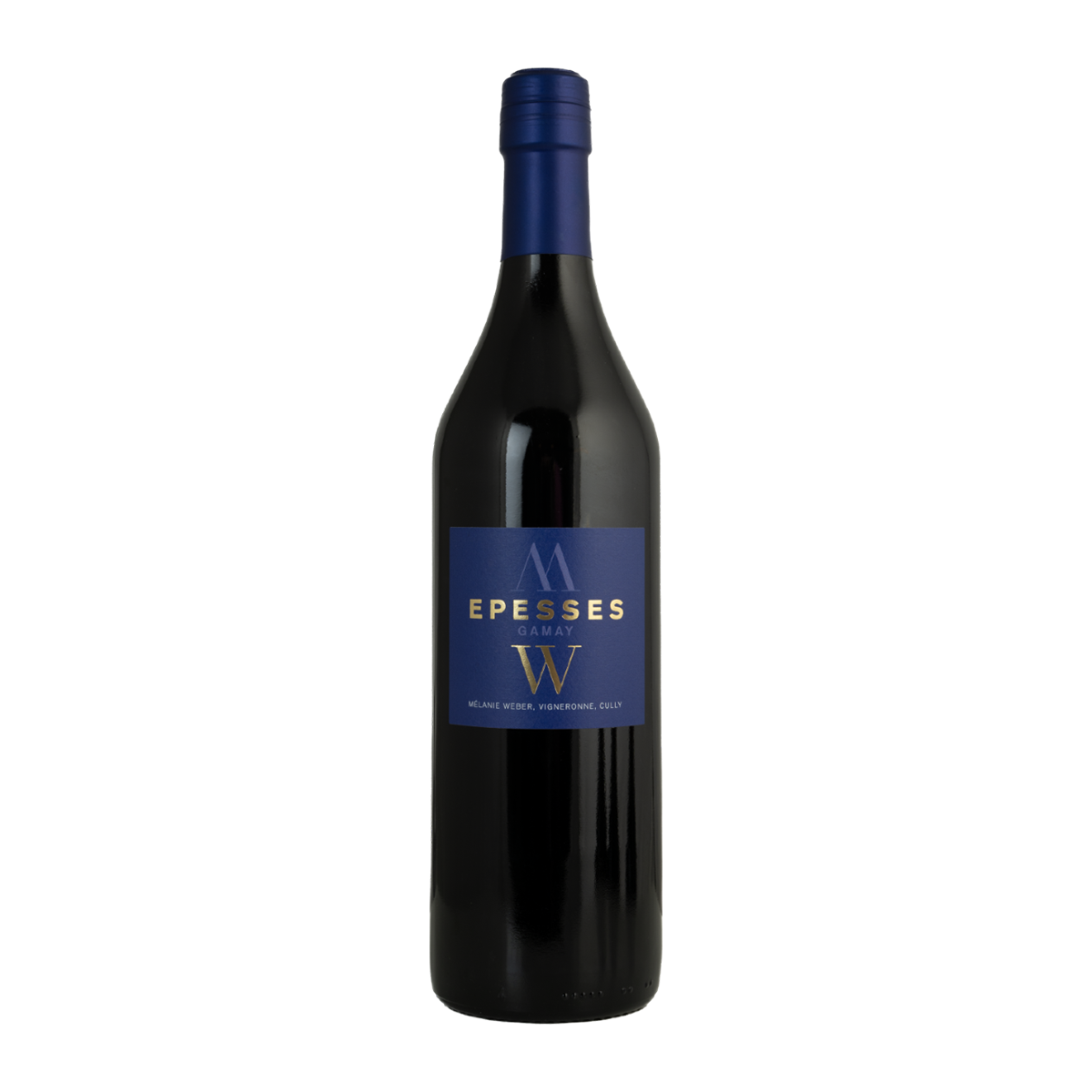 Bouteille de vin (Gamay) à étiquette bleu roi, Les Matelots, Epesses (AOC Lavaux) - Mélanie Weber, vigneronne indépendante à Cully